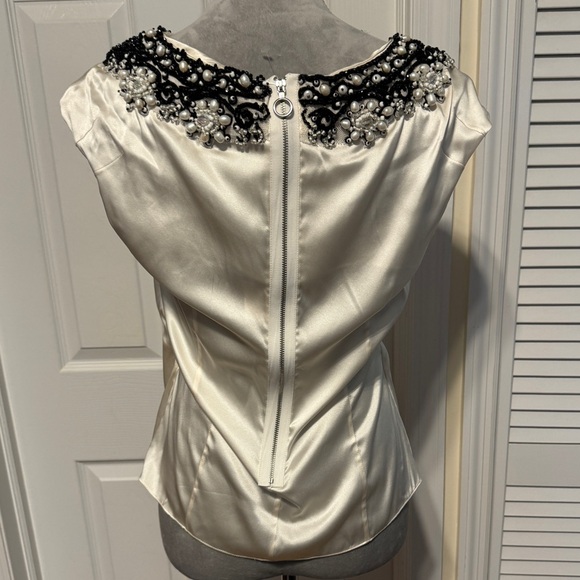 MAGASCHONI Collection Embellished Ivory Tank Blouse size 4 - Picture 2 of 7